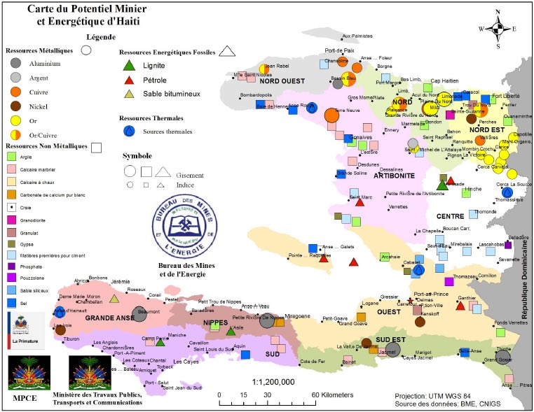 INGSONDY's tweet photo. Carte du potentiel minier et énergétique d’Haiti. Konbien Ayisyen ki konen nan ki nivo AYITI rich ? Gade kat sa épi nap konpran poukisa nèg yo t touye Dessalines. https://t.co/8MVyQFhykC