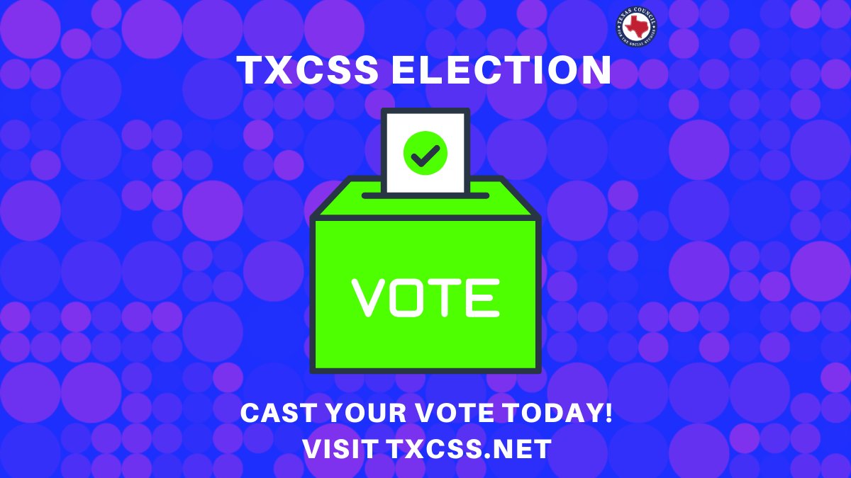 Election season for #TXCSS is winding down, so don’t delay. If you still need to cast your vote for the 2023 candidates, it’s quick and easy. #txcsselection
Visit txcss.net/election