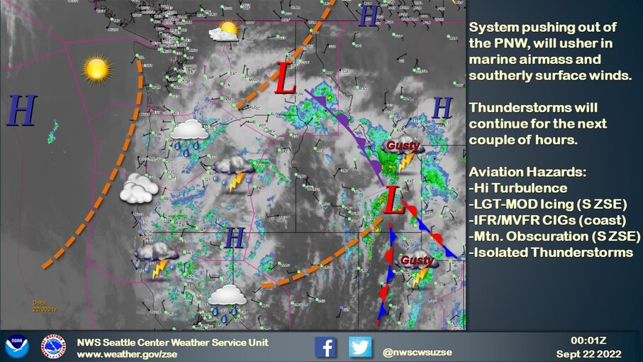 NWSCWSUZSE's tweet image. Upper low is finally budging northeast, numerous TS over S/E #ZSE. Widespread light icing, mod turbulence, and some mountain obscuration ongoing. Marine stratus and SW sfc winds Thurs AM #KSEA #KPDX

#Aviation #Weather #CWSU