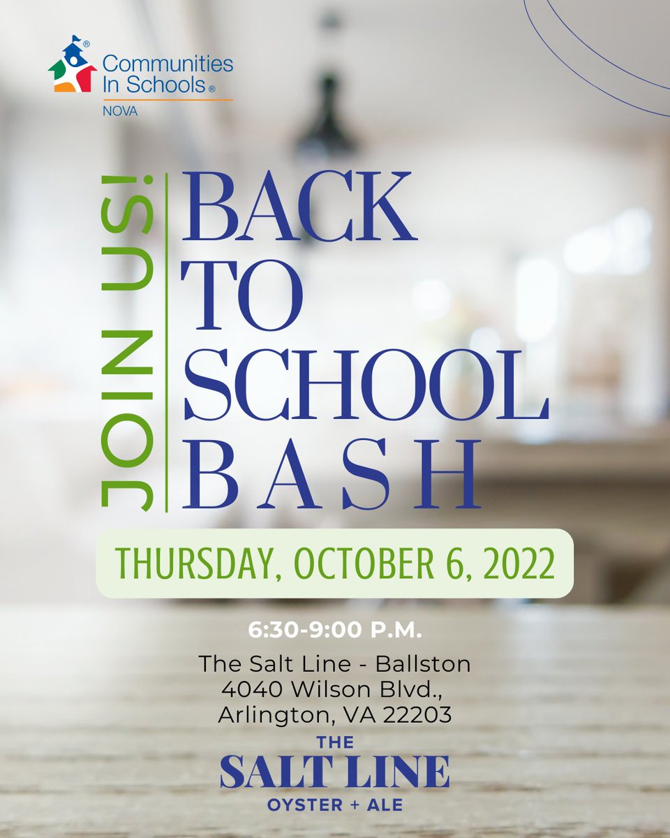 Tickets are selling fast to this year's Back to School Bash at <a href="/thesaltline/">The Salt Line</a> - Ballston! Get your tickets at🔗cisofnova.networkforgood.com/events/48074-2…  🫶
👉Join us and help us meet our community's most vulnerable students' academic, social-emotional, and basic needs❣