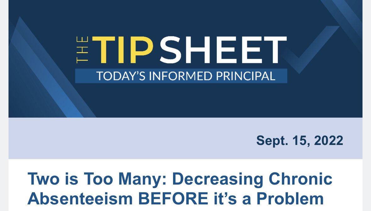 Have you heard? The September TIP sheet was released and ready for your viewing pleasure. This month’s topic is on student engagement and absenteeism. Read it here: conta.cc/3L2PjZG <a href="/SanDiegoCOE/">San Diego County Office of Education</a>