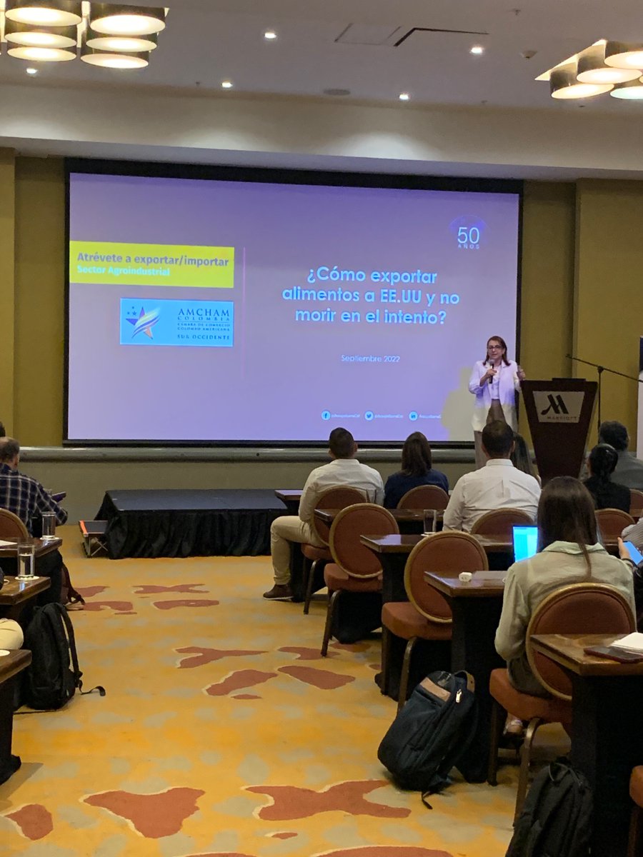 AraujoIbarraCol's tweet photo. Nuestra Directora de Innovación y Estrategias de Internacionalización de la firma Tatiana Ocampo, participó en el evento organizado por @AmchamCali Atrévete a exportar/importar Sector Agroindustrial con su ponencia "¿Cómo exportar alimentos a EEUU y no morir en el intento?" https://t.co/0RrKSimVPP