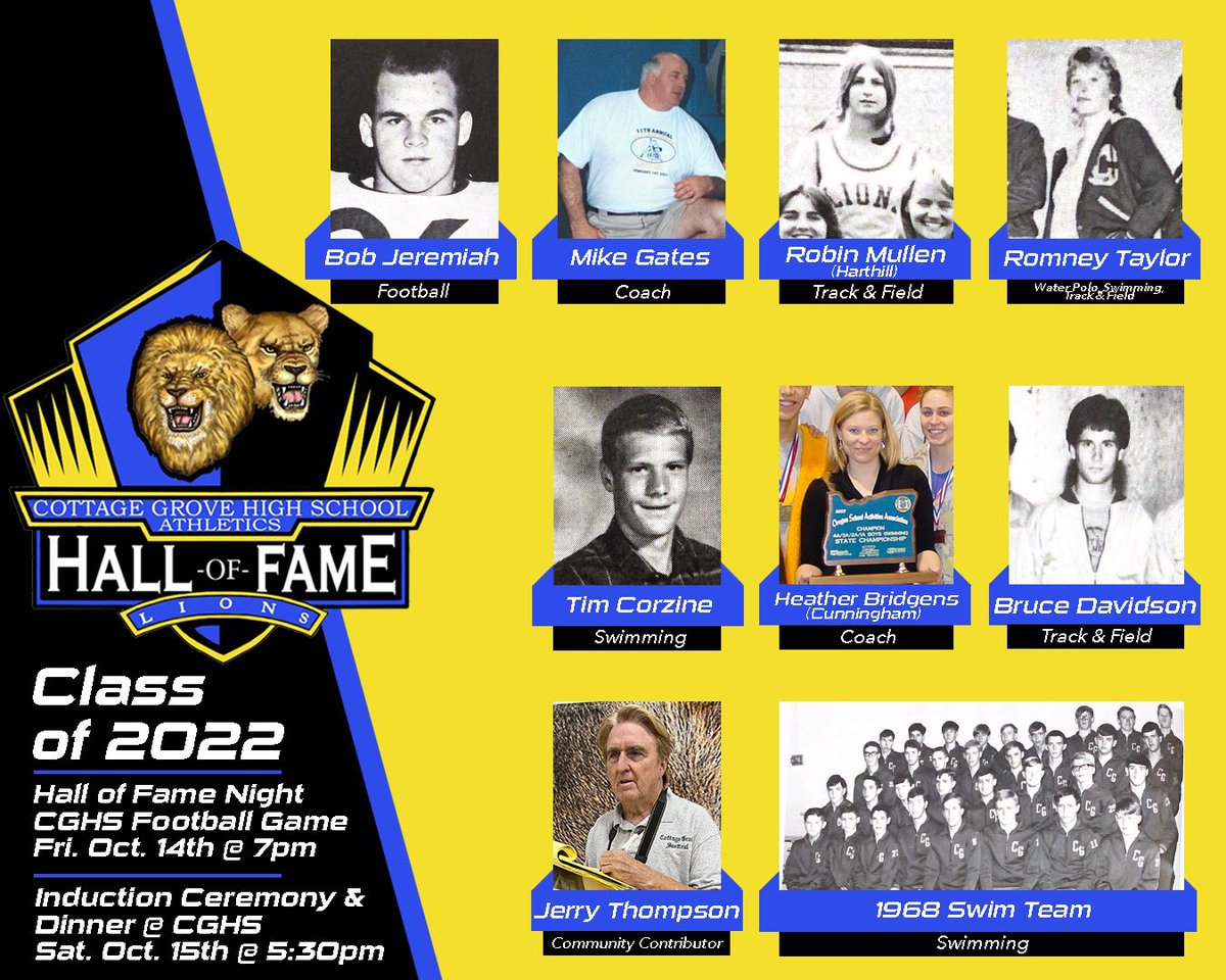CG Athletics is excited to announce that the annual <a href="/CottageGroveHS/">Cottage Grove HS</a> Hall of Fame Induction Ceremony is returning this year! It will be on October 15th, 2022 at Cottage Grove High School. You can read all of the details and RSVP for dinner here: bit.ly/3dt8HCV