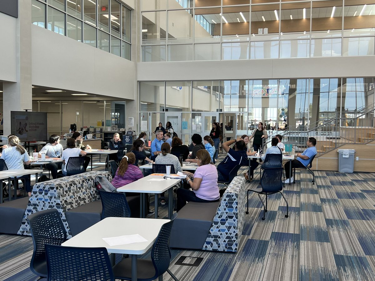 CPlochTeach's tweet photo. Spotted: critical friends: workshop edition! Today, facilitators are looking through @newtechnetwork student centered practices, matching them to a peer’s upcoming activity, and then committing to try one out! @EHSFrisco collaborating for student success 🤩 #fisdmadetoshine https://t.co/o3TCIYGcTq