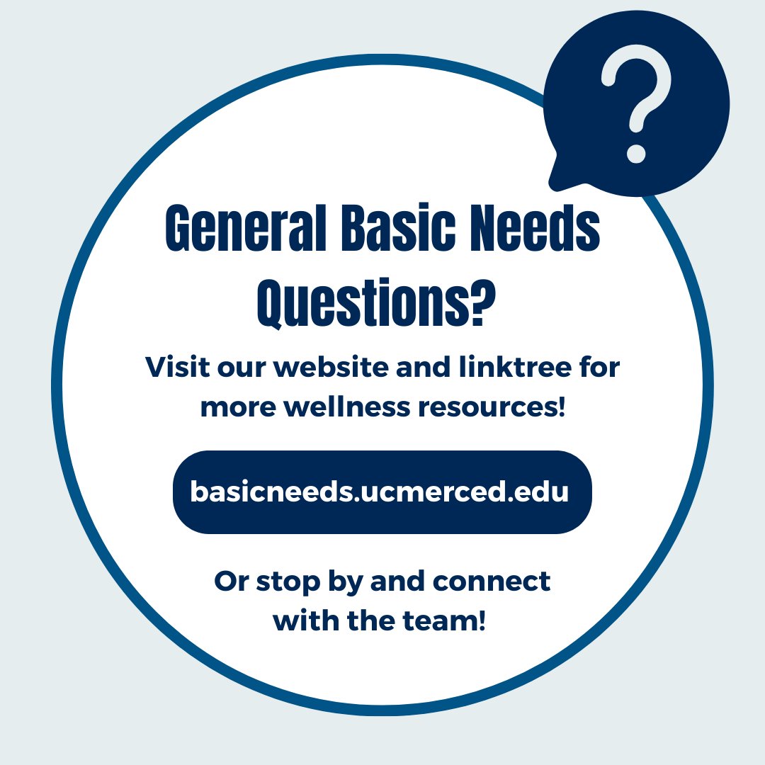 UCMBasicNeeds's tweet photo. Hey bobcats! Interested in what services you can find at the Basic Needs Center? Our team serves as a resource hub and connects students to many basic need and wellness resources on and off campus! https://t.co/Q7noiiL5Hm
