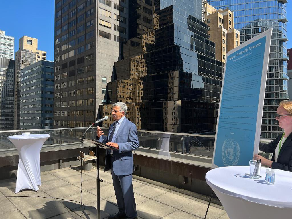 Denmark_UN's tweet photo. Today we successfully launched the cross-regional #PledgeToPredictablePayments! 

It is not too late to join 👆signing on the pledge, Member States commit to providing the predictability needed for @UN to plan &amp; carry out mandated activities 👏 https://t.co/C3i959NFAV