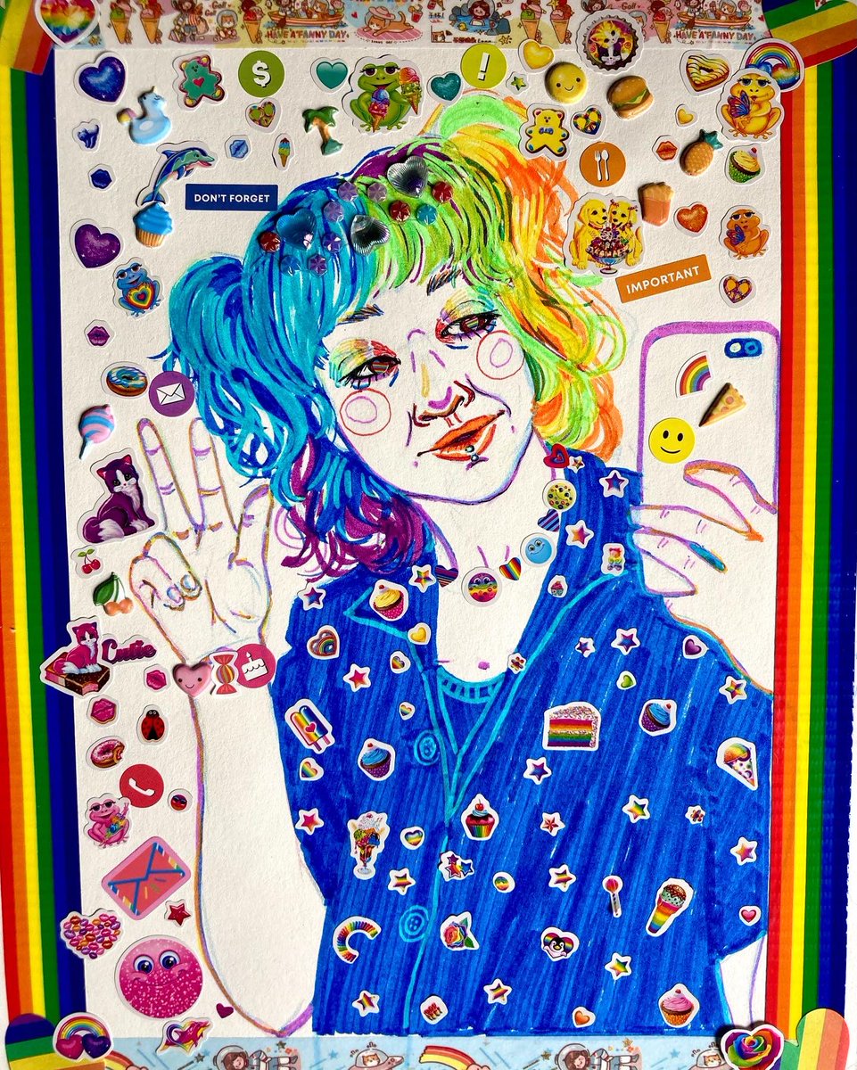 sticker selfie with color changing markers !!