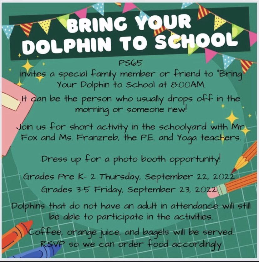 ps65si's tweet photo. Reminder for parents of pk-2nd grade: tomorrow, Thursday 9/22 is Bring your Child to School Day! Join us at 8am #ps65si #inspireD31 https://t.co/Yn9Mwa3ZOO