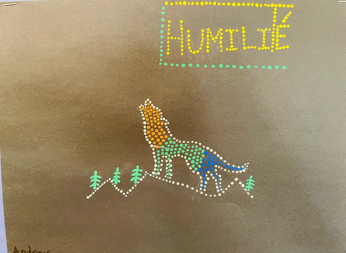 MmeAuger's tweet photo. Dot art. The Seven Grandfather Teachings. #dotart #sevengrandfatherteachings #indigenouseducation @AssisiOCSB #ocsbfsl #ocsbarts #grade6 https://t.co/E4Uva5AGgU