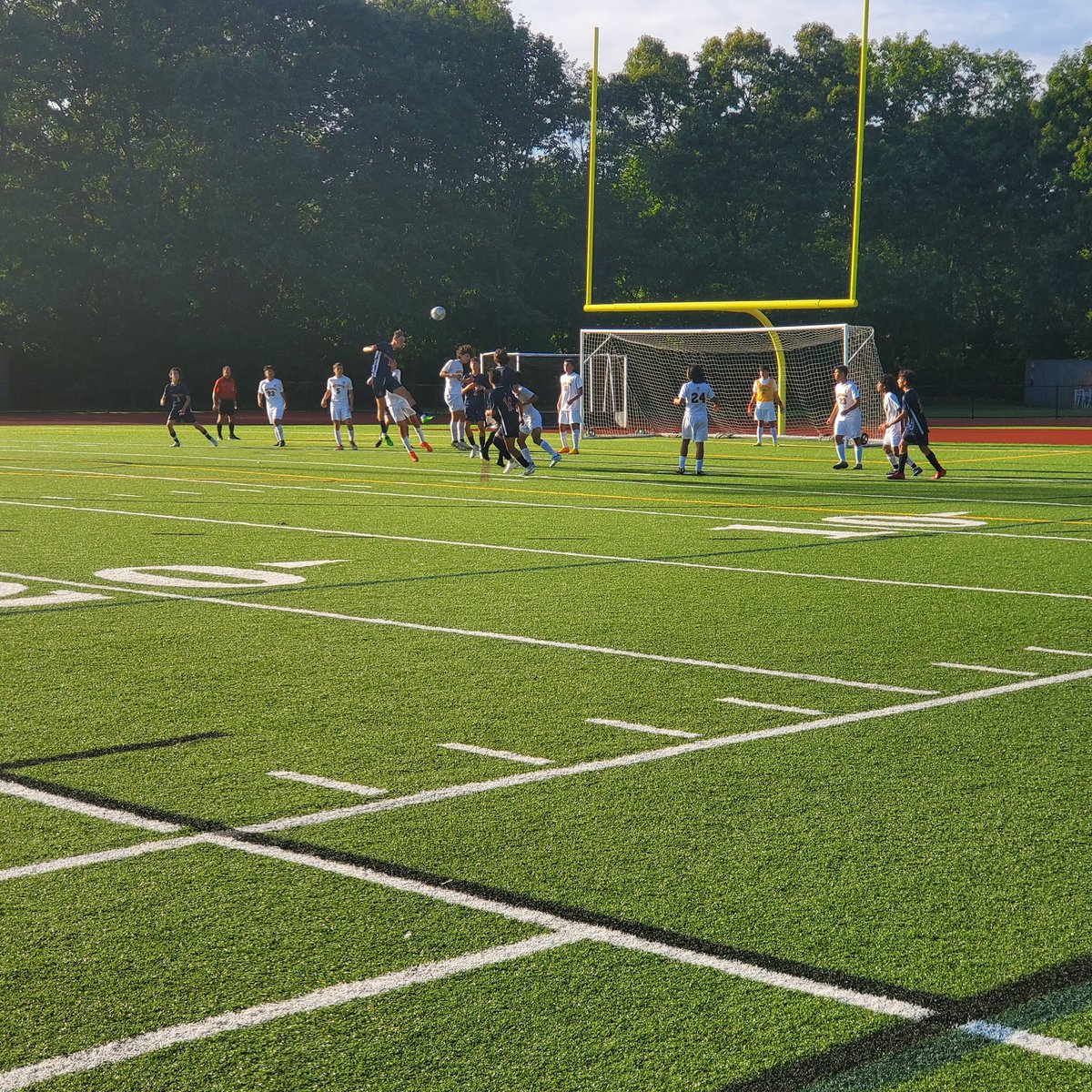 LHHSAthletics's tweet photo. HAT TRICK++ Alert !!! The boys soccer team falls behind 4-0 fifteen minutes into the match, but storms back with five goals from Morgan Stone, one from  Cheik Sy and one from Ethan Tuxbury to earn the 7-5 victory over East Haven today. @LHWOBMOB @LymanHallPRIDE #ctbsoc https://t.co/tyBmBd9stf