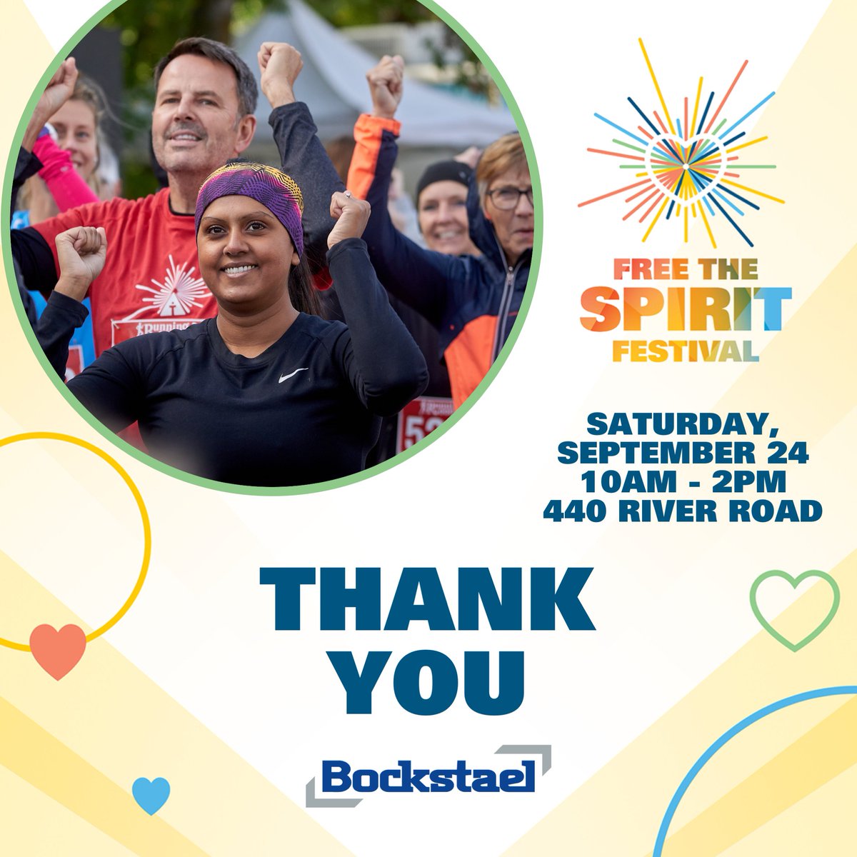 Running, walking, or rolling at the Free The Spirit Festival this Saturday? Join us at 10:40 a.m. for the Welcoming and Warm Up, at the @BockstaelCon Stage! The Warm Up is open to everybody! Be prepared to have fun! freethespiritfestival.ca/about/schedule/