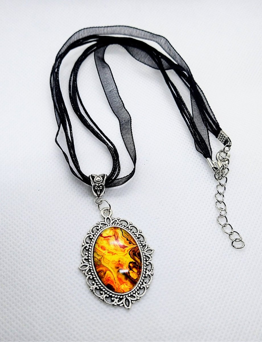 Latest addition to my #etsy shop: Antique Gothic Silver Flaming Ember Swirl Pendant Nylon Cord Necklace etsy.me/3SrP78Z