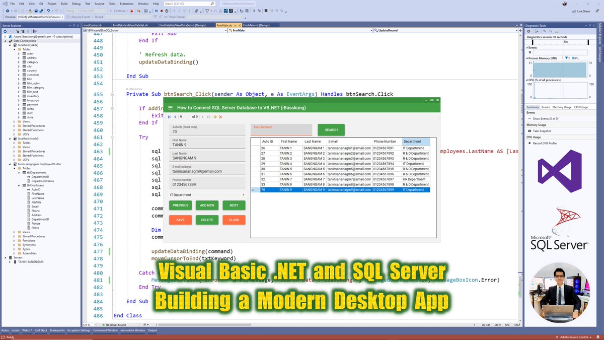 IBasskung's tweet photo. Building a Windows Modern UI App using Visual Basic .NET & SQL Server.
- If you would like the source code, please visit my store: https://t.co/a7RceOYog9
#VisualStudio2019 #VB #VisualBasic #SQLServer #ADOdotNET #Programming #Coding #ModernUI #SourceCode #CodeAMinute #iBasskung https://t.co/nWjBGS3Fv9