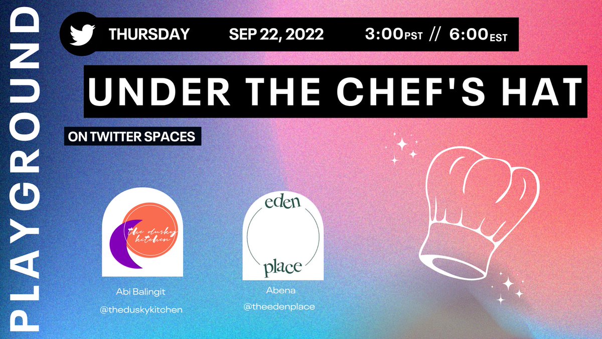 theduskykitchen's tweet photo. bb’s first twitter spaces tomorrow (9/22) at 3pm PT/6pm ET! 🥲 in conversation with my lovely friends @abenaanim21 &amp; @meet_playground! 🫶🏼🫶🏼 https://t.co/tyzMImrTqV