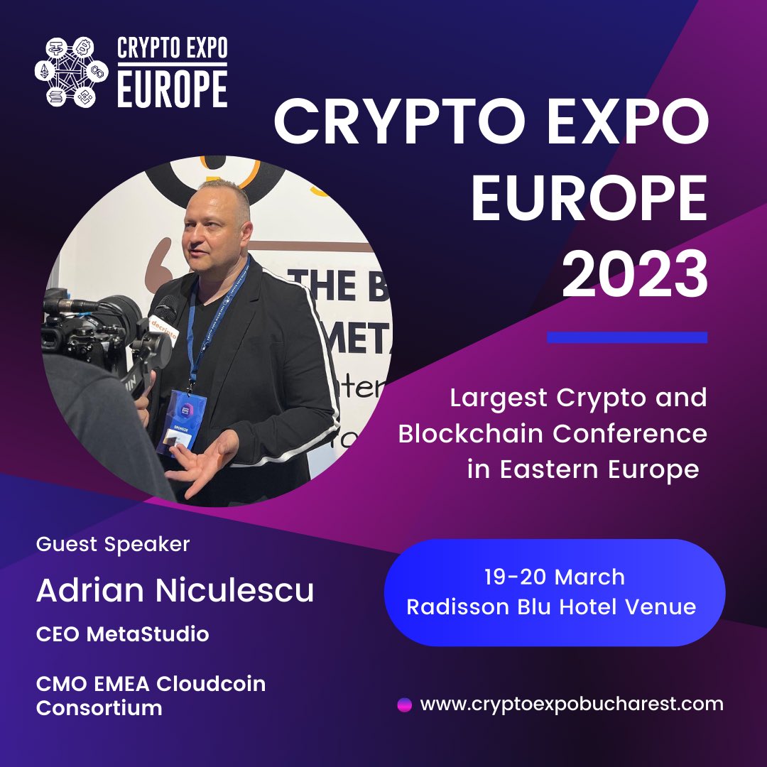 CryptoExpoEurope (@cryptoexpoeu) on Twitter photo 🗣️ Meet #CryptoExpoEurope's speakers
<a href="/adiniculescu/">Adrian Niculescuᅠᅠᅠᅠᅠᅠᅠᅠᅠᅠᅠᅠᅠᅠᅠᅠᅠᅠᅠᅠᅠᅠᅠᅠᅠᅠᅠᅠᅠᅠ___</a> , CEO of @MetaStudioLand , CMO of EMEA Cloudcoin Consortium will be attending our event as a guest speaker on 19-20 March 2023
🚀 Save the date and join our #crypto and #blockchain conference
👉 cryptoexpobucharest.com 🗣️ Meet #CryptoExpoEurope's speakers
<a href="/adiniculescu/">Adrian Niculescuᅠᅠᅠᅠᅠᅠᅠᅠᅠᅠᅠᅠᅠᅠᅠᅠᅠᅠᅠᅠᅠᅠᅠᅠᅠᅠᅠᅠᅠᅠ___</a> , CEO of @MetaStudioLand , CMO of EMEA Cloudcoin Consortium will be attending our event as a guest speaker on 19-20 March 2023
🚀 Save the date and join our #crypto and #blockchain conference
👉 cryptoexpobucharest.com