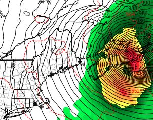 BillKarins's tweet photo. #HurricaneFiona is 60 hrs away from becoming the strongest (lowest pressure) storm in recorded history to strike Canada. Reliable model forecasts show #PostTropicalCyclone Fiona at least 10 millibars lower than the Candian record of 940MB. #CapeBreton, Nova Scotia below https://t.co/sjN9LwEbHQ