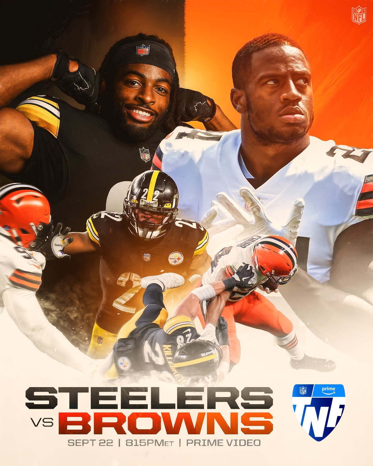 NFL on X: 'Beware of the stiff arm. #PITvsCLE — Tonight 8:15pm ET on Prime  Video Also available on NFL+    / X