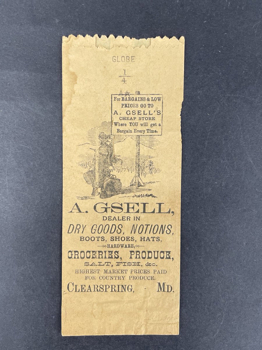 264/365: This advertisement bag for A. Gsell’s store in Clearspring, MD dates back to approx. 1870-1880. And according to the long list of items printed across the bag, it seems they sold one of everything! 