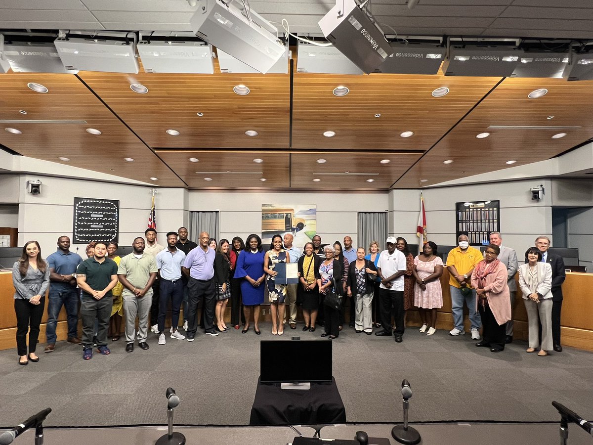 Tonight we honored Floyd Andrews and presented his family with a proclamation for his 42 years as a Hall of Fame coach, dedicated teacher, and exceptional leader in PBCSD. Andrews was also instrumental in launching the African American Research &amp; Culture Library of PBC.