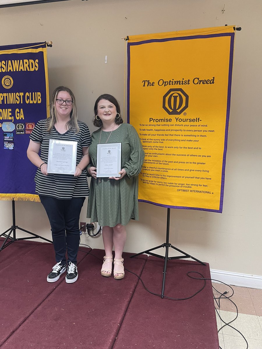 gbrock70's tweet photo. So proud of two of our TAP seniors, Madison George and Olivia Miller, who were recognized as Optimist Students of the Month! https://t.co/bZmMgrYn8n