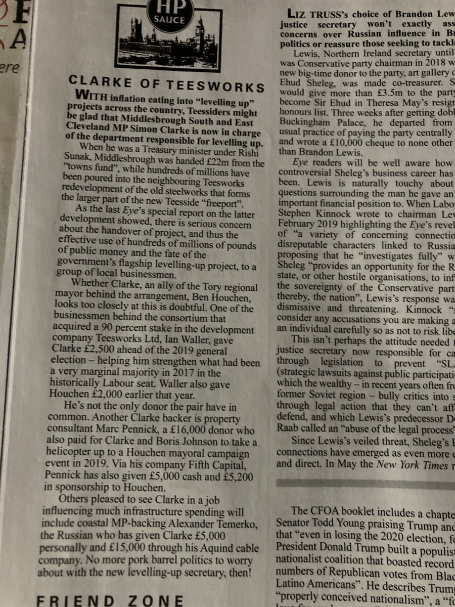 Private Eye latest , Simon Clarke and his cronies levelling up.