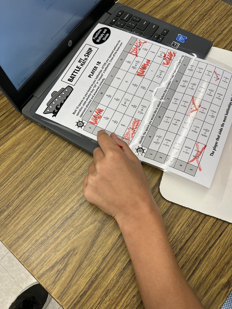 MrSmallDoesMath's tweet image. 6th graders were able to differentiate between their multiplication vs division of fraction skills with this Battleship game. @OPSchoolsNJ @MaplePlaceMS