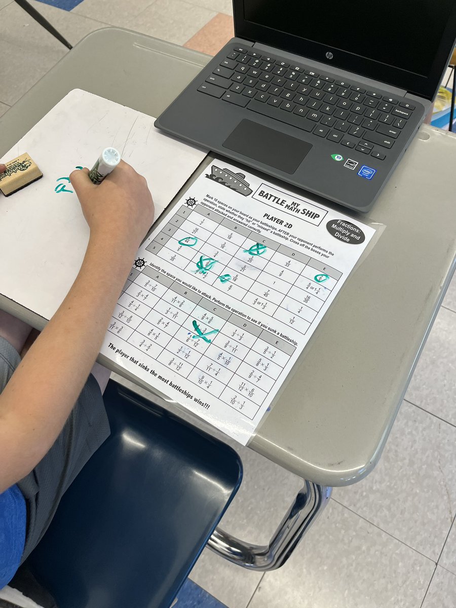 MrSmallDoesMath's tweet image. 6th graders were able to differentiate between their multiplication vs division of fraction skills with this Battleship game. @OPSchoolsNJ @MaplePlaceMS