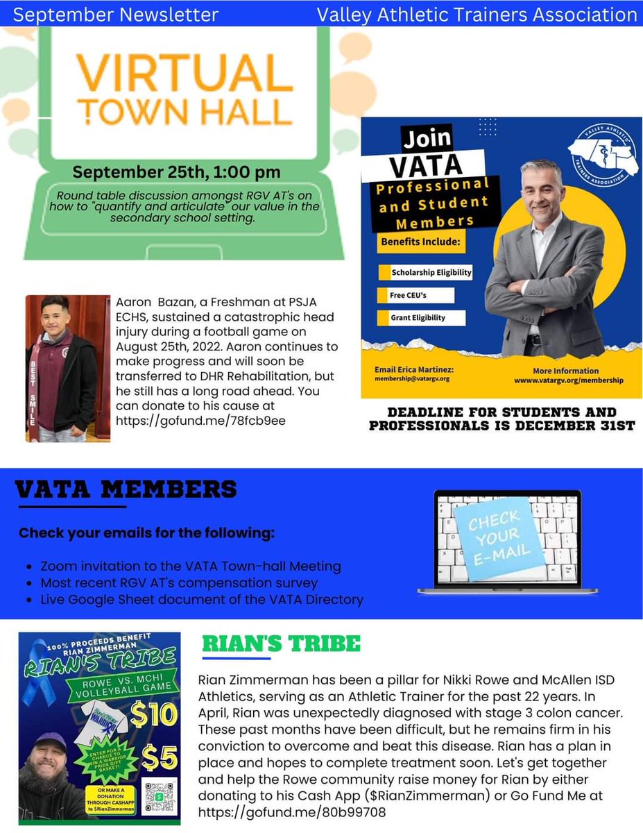 September VATA Newsletter is here!  Check your email for additional information.