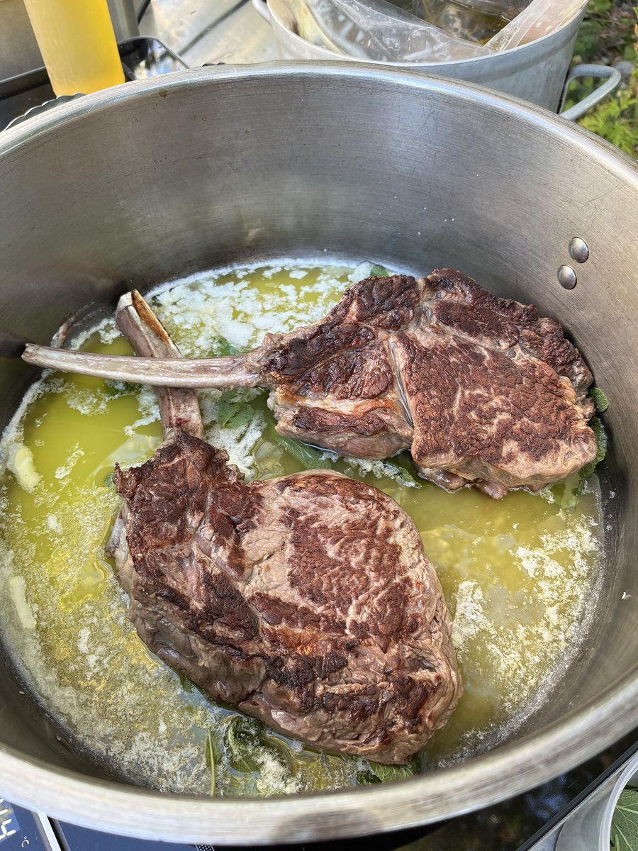 Bison Ribeye resting in sage butter.
