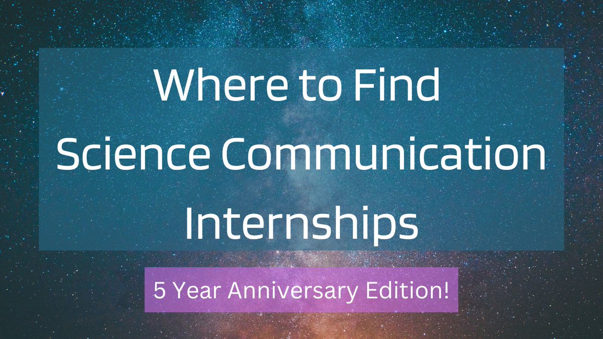 It's the 5-year anniversary of my science communication internship guide!

It's been so rewarding to see how many people have found career opportunities from this project.
To celebrate, here's an update thread of PAID #scicomm internships with applications open now! #scicommjobs