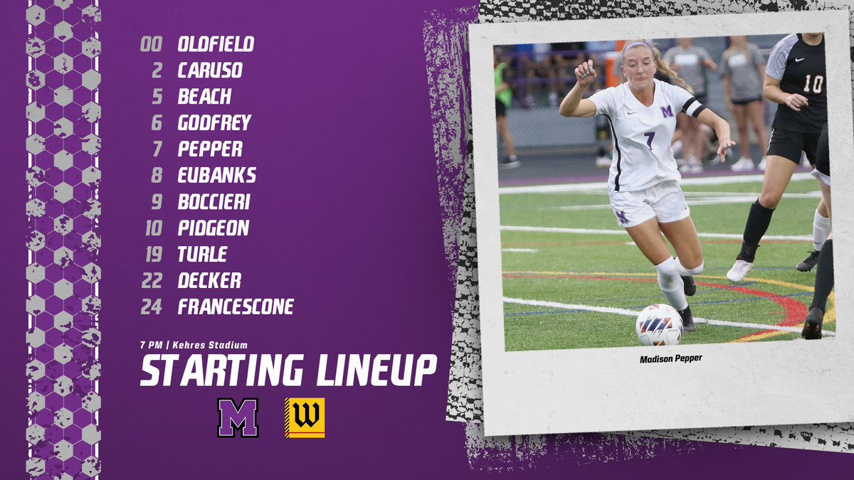 purpleraiders's tweet photo. We're about 20 minutes from kickoff here at Kehres Stadium and here's tonight's starting lineup against Wooster!! You can follow all the action at https://t.co/PnS3jSV1Fw #GoMountGo https://t.co/HCzigwxx5B