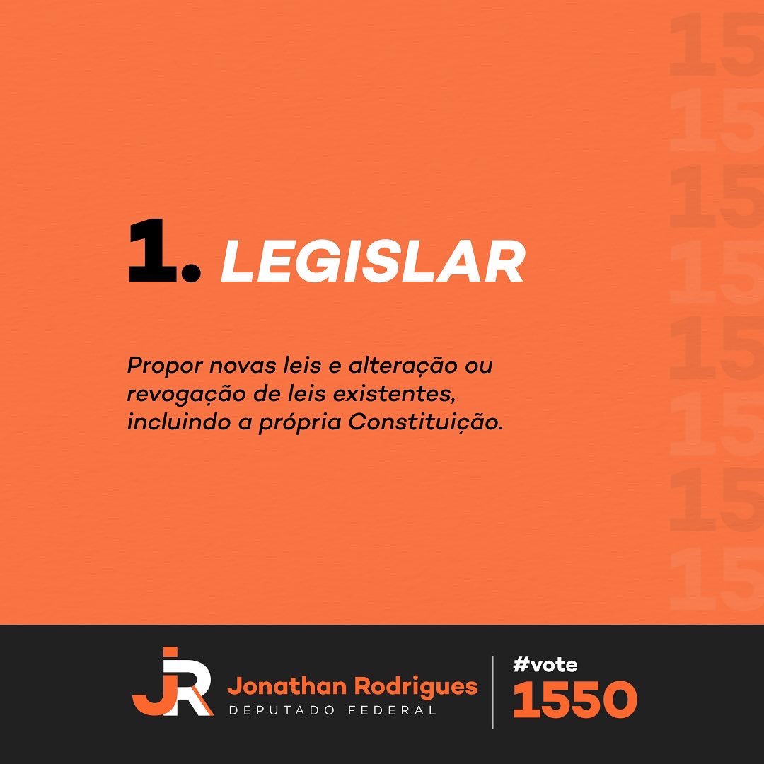 Jonathanjeanr's tweet photo. Você sabe o que um Deputado Federal faz?
É muito importante saber! 🙌🏻🧡 https://t.co/IK0BfepsSZ