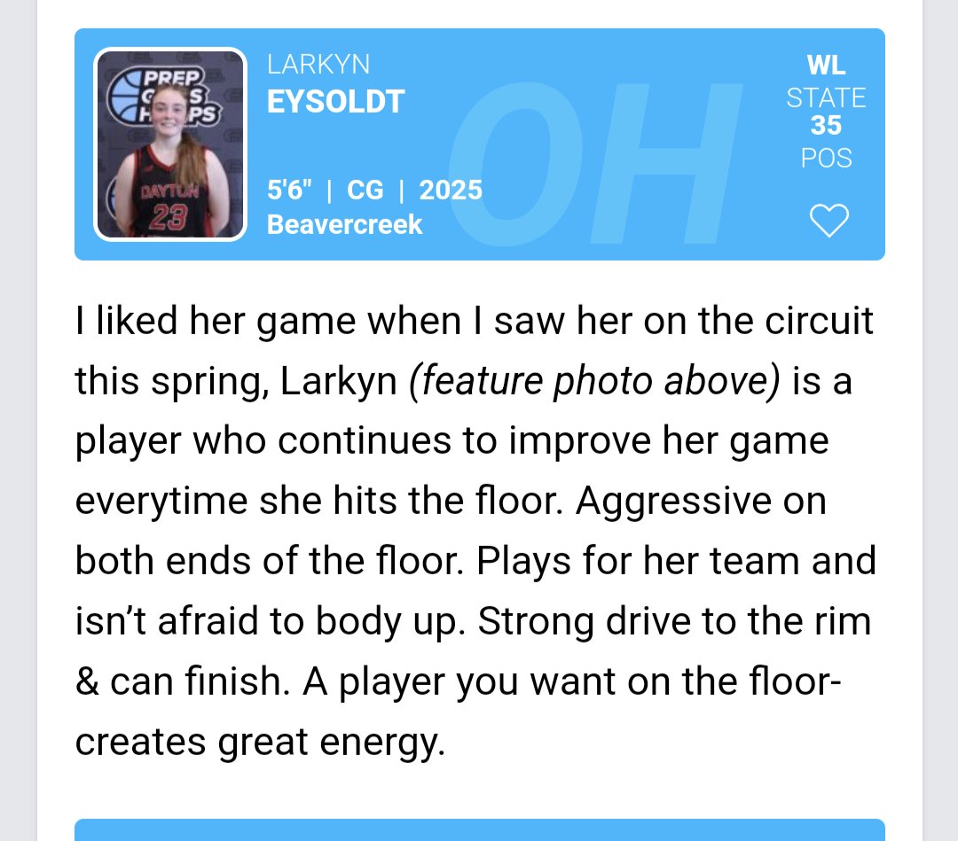 Another Metro '25 receives  recognition for her performances. <a href="/larkyn2334/">larkyn eysoldt</a> (Beavercreek HS) also is scoring points 🔥🔥 in the Sunday Fall League at Wayne HS! Larkyn was raining 3's ✅this past Sunday! 🏀💯. <a href="/CreekGBB/">Creek GBB</a> <a href="/JDabbs86/">Jim Dabbelt</a> <a href="/SJohnting/">Stevie (Johnting) Zumbrun</a> <a href="/Bwelc5Brian/">Brian Welch</a> <a href="/PGH_Ohio/">Prep Girls Hoops Ohio</a> <a href="/GirlsCanBElite/">GirlsCanBElite</a>