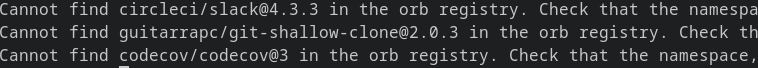 thefotios's tweet photo. @CircleCI I think there might be an issue with your orb registry. Jobs just started randomly failing and I can't even validate the config file using the CLI https://t.co/felCqd9RFy