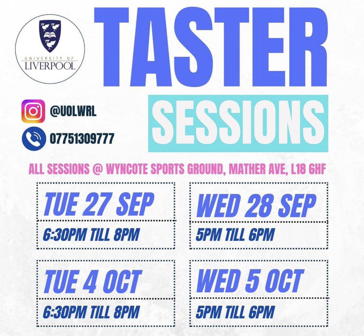 UOLWRL22's tweet photo. Join us at our taster sessions especially on the 28th with the session being led by @TaraJ_TJ and @BillsboroughNo7 ! https://t.co/JIjeBTwNrc