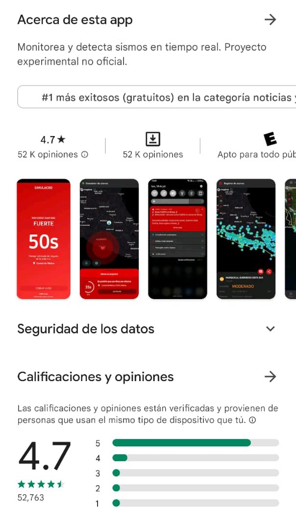 SasslaMx's tweet photo. 📲📢  ¡#SASSLA es la app sísmica #1 y la mejor calificada en @AppStoreES y @GooglePlay!

¡Muchas gracias por tu preferencia! https://t.co/yEB698ffoq