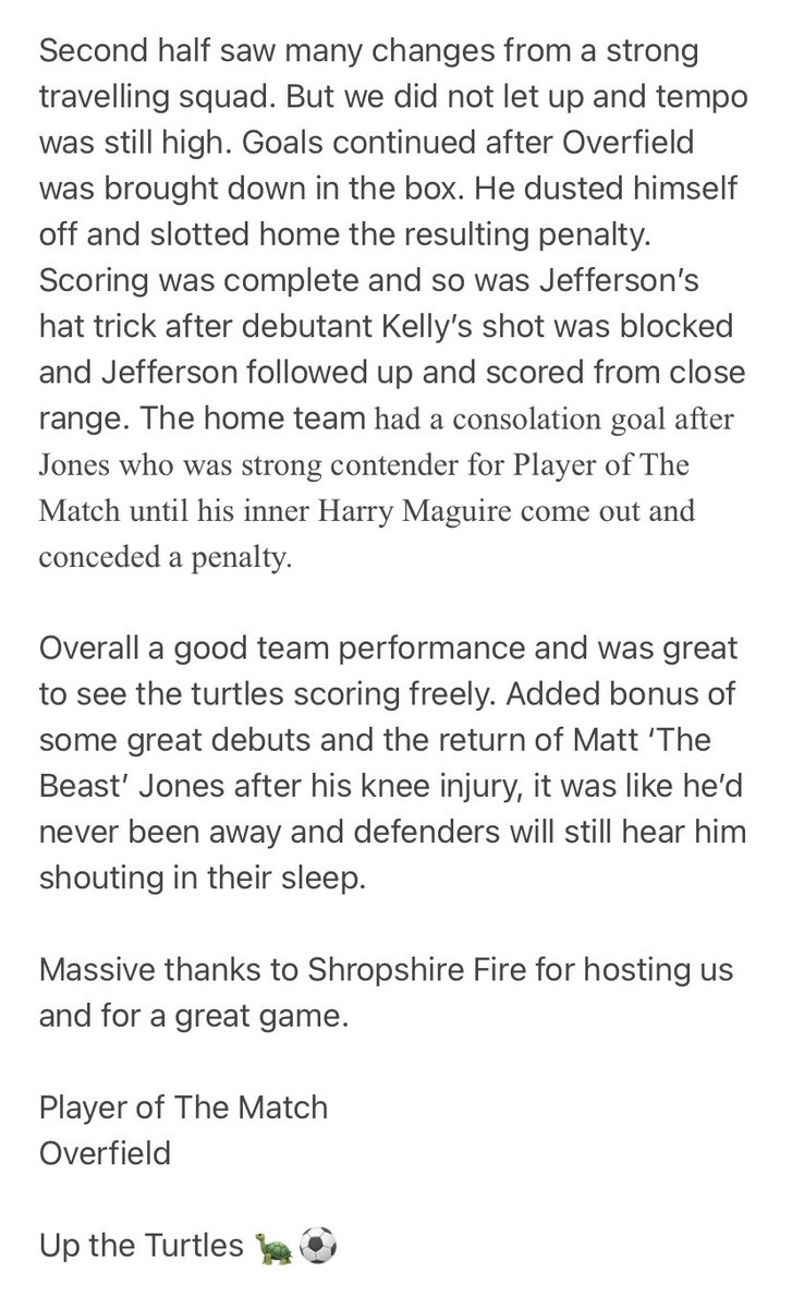 Shropshire Fire - 1 
<a href="/WMASbcfc/">WMAS Black Country FC</a>  - 6
Great preparation for our <a href="/ESFL20/">Emergency Services Football League</a> season which will soon be underway. <a href="/Motor_Source/">Motor Source Group</a>