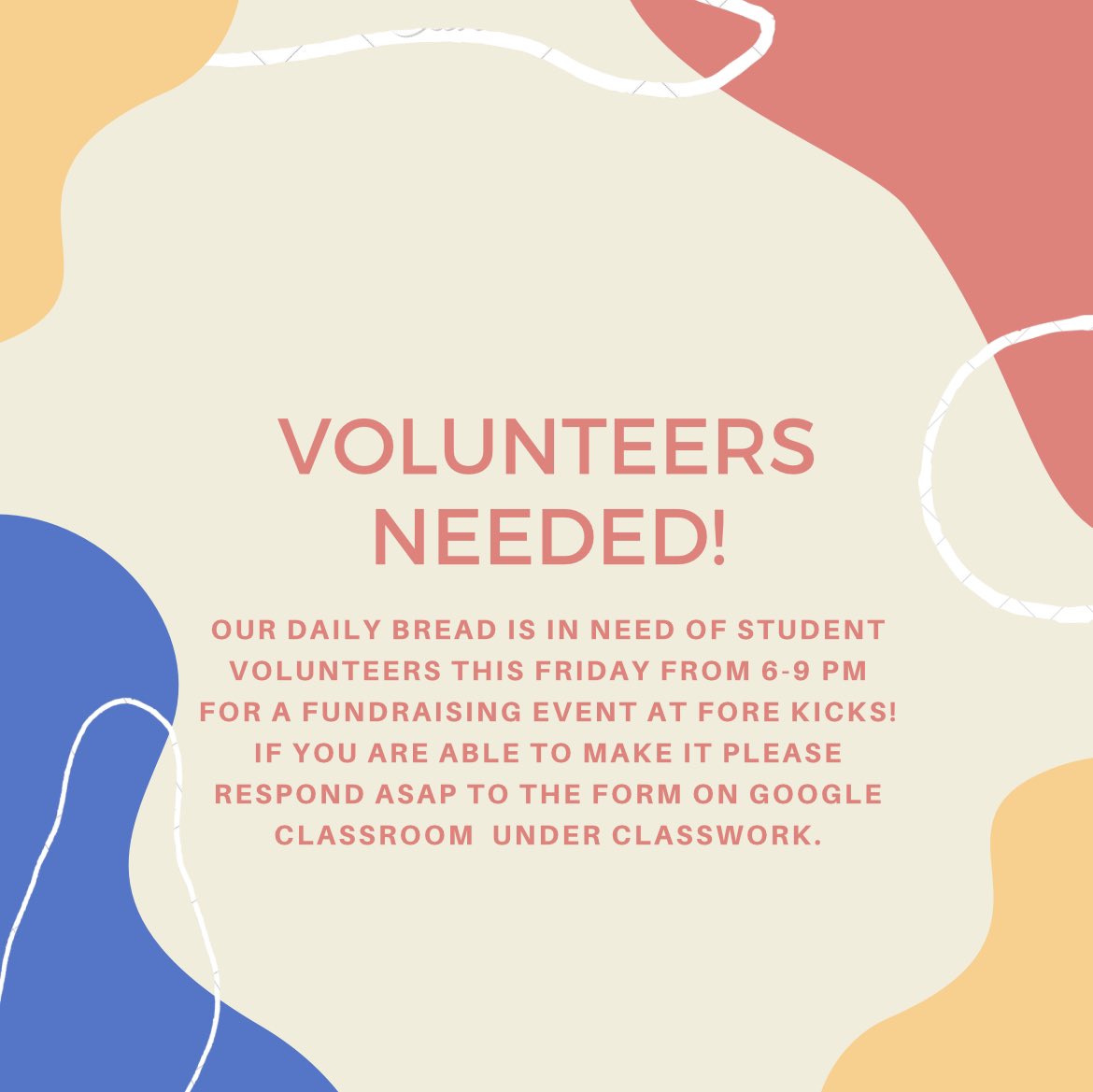 Tigers_Interact's tweet photo. Come support the Our Daily Bread fundraising event at Fore Kicks if you are available this Friday! @tauntonhstigers
@Taunton_Schools
#LoveTauntonHS https://t.co/HydcsKN7Gc