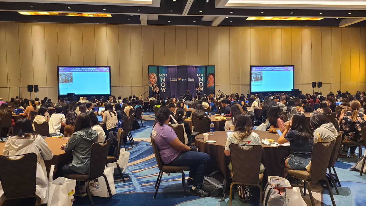 TechAtBloomberg's tweet photo. Software engineers Sarita Katyal, Marianna Polatoglou (@mar_chi) &amp; Parigya Singh drew 500+ attendees to their interesting hands-on workshop on automated trading at #GHC22 today!

#BloombergxGHC #WomenInTech https://t.co/vgPl6LtbXD
