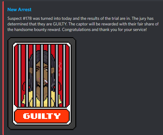 ANOTHA ONE! 🎯

The second Criminal has been arrested. Only 3 Bounty Prizes remaining.