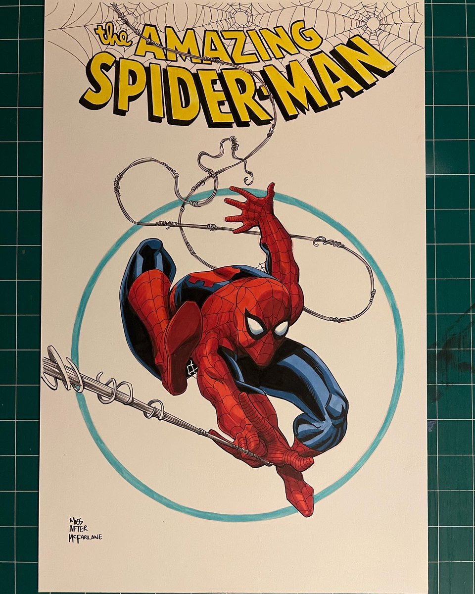 drew_moss's tweet photo. #spiderman 301 homage. After #toddmcfarlane #forsale on my site #goodnight.  https://t.co/nqPDP98VXw https://t.co/s6KpXLYJBR