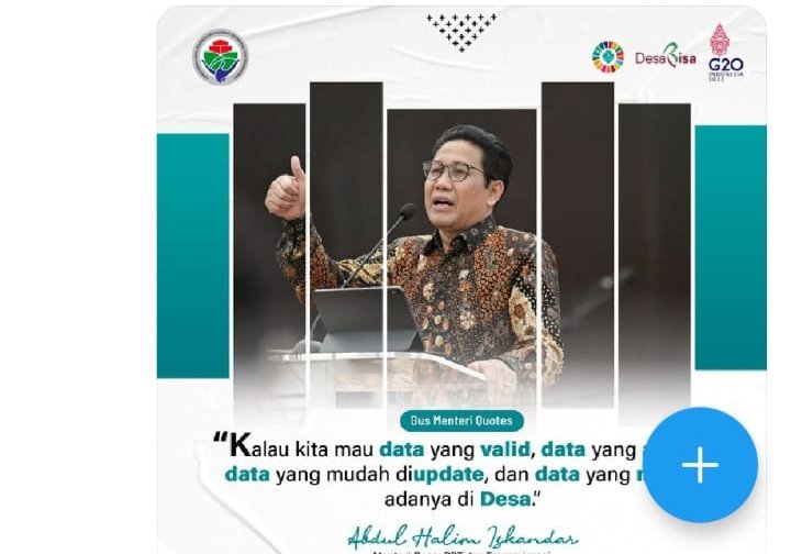 Semua data Ada di desa
#DataAkuratDariDesa
#SDGsDesa

<a href="/jokowi/">Joko Widodo</a> 
<a href="/halimiskandarnu/">ABDUL HALIM ISKANDAR</a>
@Kemendespdtt
<a href="/malik_haramain/">malikharamain</a>
<a href="/imansyukri/">Iman Sukri</a>
<a href="/taufikmadjid71/">IG : taufik.madjid</a>
@yusradaridesa 
<a href="/azzameldzikrie/">#SantriIndonesia</a> 
<a href="/tppkemendes/">TPP KEMENDES</a>