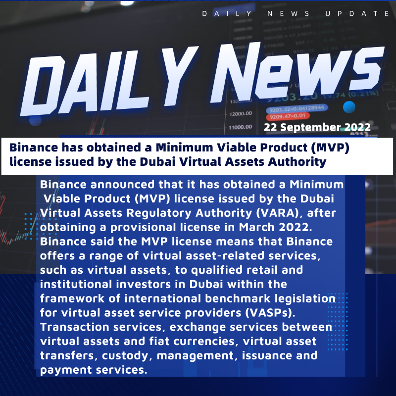 CoinMasterBC_'s tweet photo. #Binance has obtained a Minimum Viable Product (MVP) license issued by the Dubai Virtual Assets Authority

Follow @CoinMasterBC for more updates!📣

#cryptocurrency #crypto #cryptking #trader #bitcoin #bitcoinlife https://t.co/4dW29jIXlN