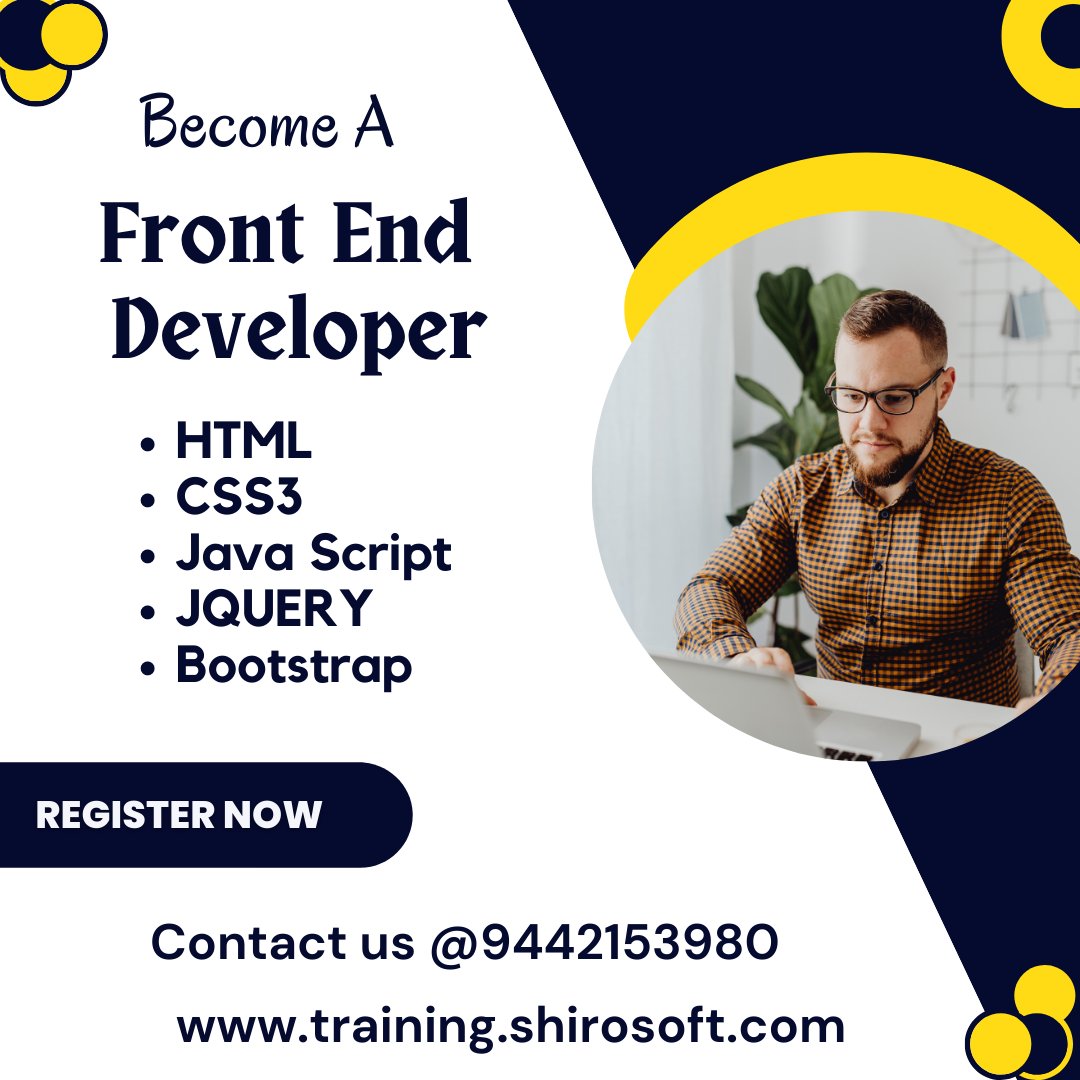 Become a front end developer course in nagercoil training@shirosoft.com Call 9442153980 bit.ly/3gVIs6b #joboreienttraining #html #css3 #javascript #angularjs . . . #traininginstitutenagercoil #nagercoil #nagercoilcourses #computercoursesinnagercoil #computercourses