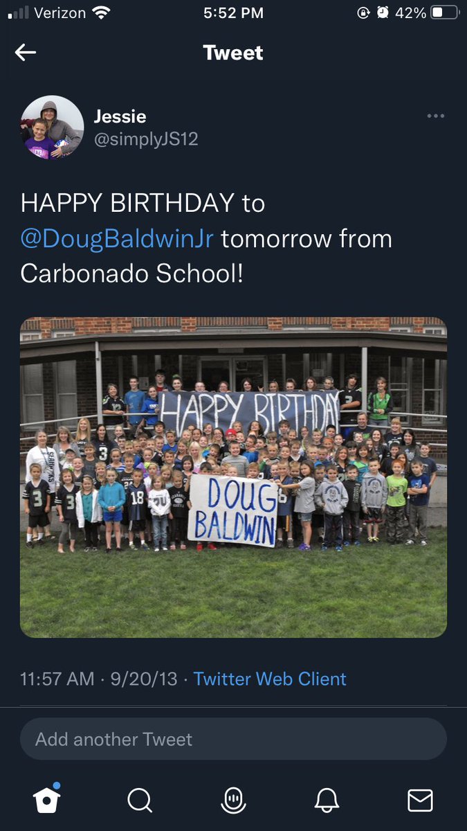 simplyJS12's tweet photo. Happy bday to just an all around good guy. Who knew so many from a little ol’ town would love little ol’ you and it all started on God’s timing back in 2013... (There may have been slight, tasteful stalking after that). Happy Birthday @DougBaldwinJr #ThankfulForSeptBdays https://t.co/8nyqCZdpzJ
