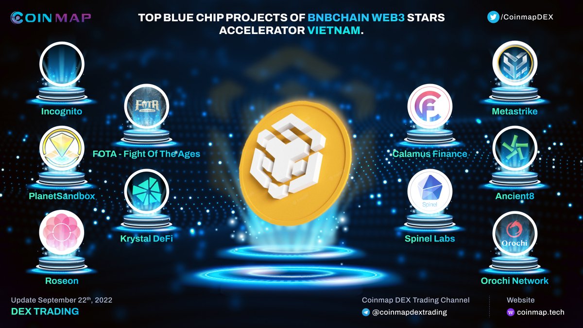 🔥Top blue chip projects of #BNBCHAIN #Web3 Stars Accelerator Vietnam. @IncognitoChain @fightoftheages $FOTA @PlanetSandbox #PSB @KrystalDefi #Krystal @RoseonWorld $ROSN @MetastrikeHQ $MTS @CalamusFinance @Ancient8_gg @spinellabs @OrochiNetwork #Coinmap