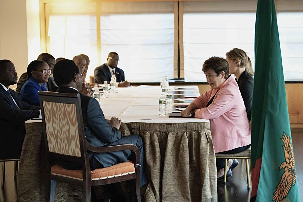 It was great to have our 1st in-person meeting with International Monetary Fund MD, <a href="/KGeorgieva/">Kristalina Georgieva</a>, after approval of #Zambia’s IMF-supported program.
What remains now is to consummate this program &amp; truly pave the way for Zambia’s economic transformation. #SeedsOfProsperity