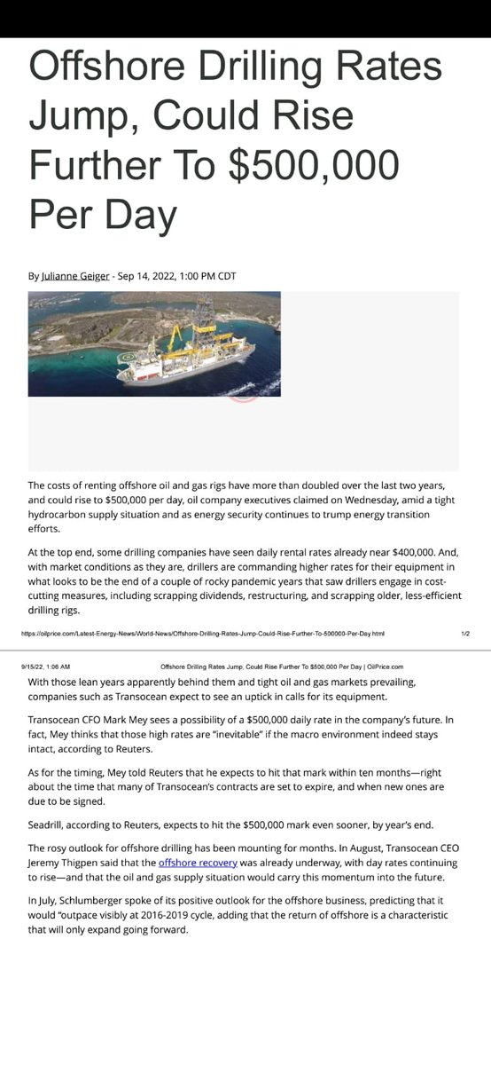 Market ignored this. Will have posit8ve impact on rigs and offshore vessel companies. Could be a jackpot multi baggers. Study well before you take a call. Only industry view
