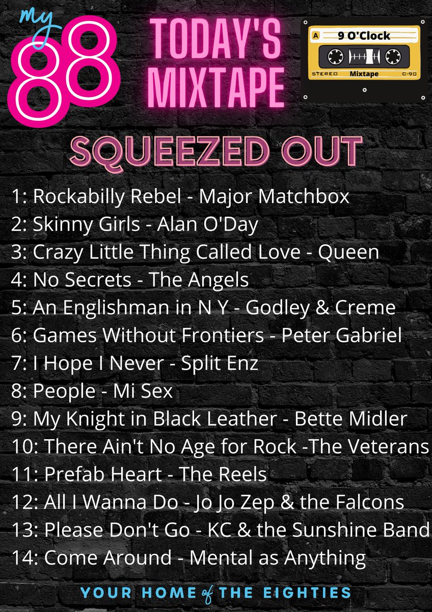 Here's the playlist for today's #9OClockMixTape, playing songs from the 1980 compilation album, #SqueezedOut. Which is your favourite song on the list?