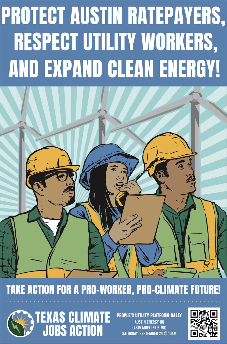 Hey y’all! Join us this Saturday as we pair up with Texas Climate Jobs Action and rally at the Austin Energy HQ in Mueller. Bring your own utility bill (to destroy) and demand our reps to vote to end the price hike in November!